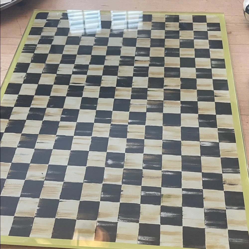 MacKenzie-Childs Black and Cream Checkered Serving Tray